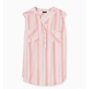 NEVER WORN Torrid 3 Harper - Coral Stripe Gauze Pullover Tank